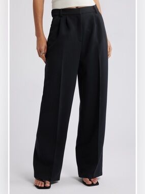 Open Edit The Icon Trousers Black Straight Leg Pants Size 8 NWOT